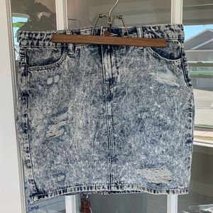 Sneak Peek Acid Wash Denim Jean Mini Skirt